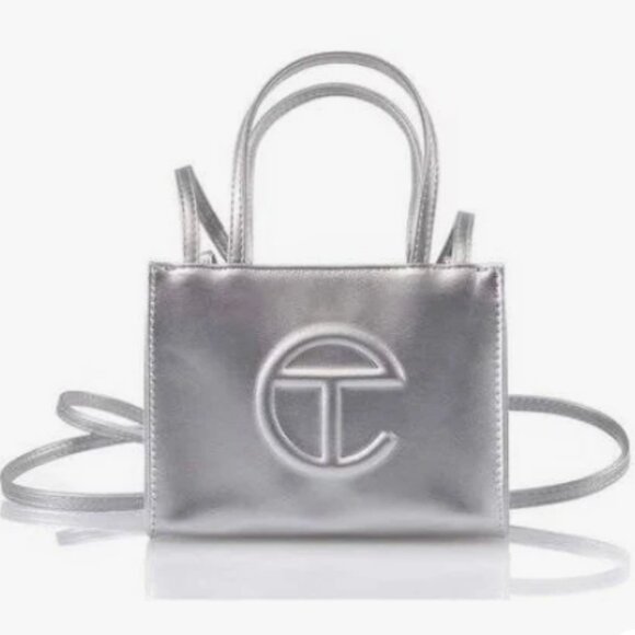 TELFAR Small Crossbody "Shopping Bag" - Metallic Silver - NWT - Picture 1 of 6